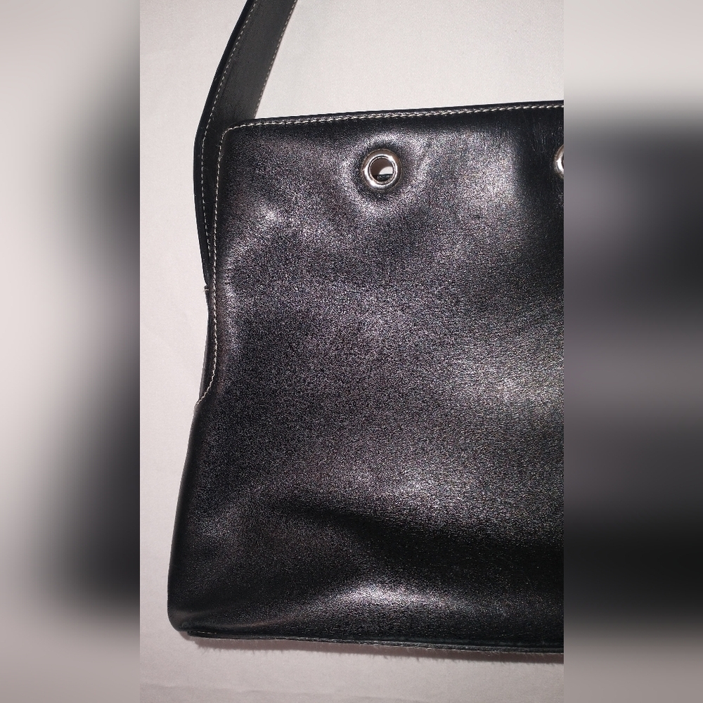 Lauren Ralph Lauren Elegant Black Leather Shoulder Bag Retro Vintage 90"S - Picture 2 of 11
